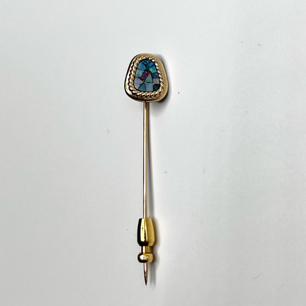 Antique Krementz 14k Gold Opal Mosaic Pin